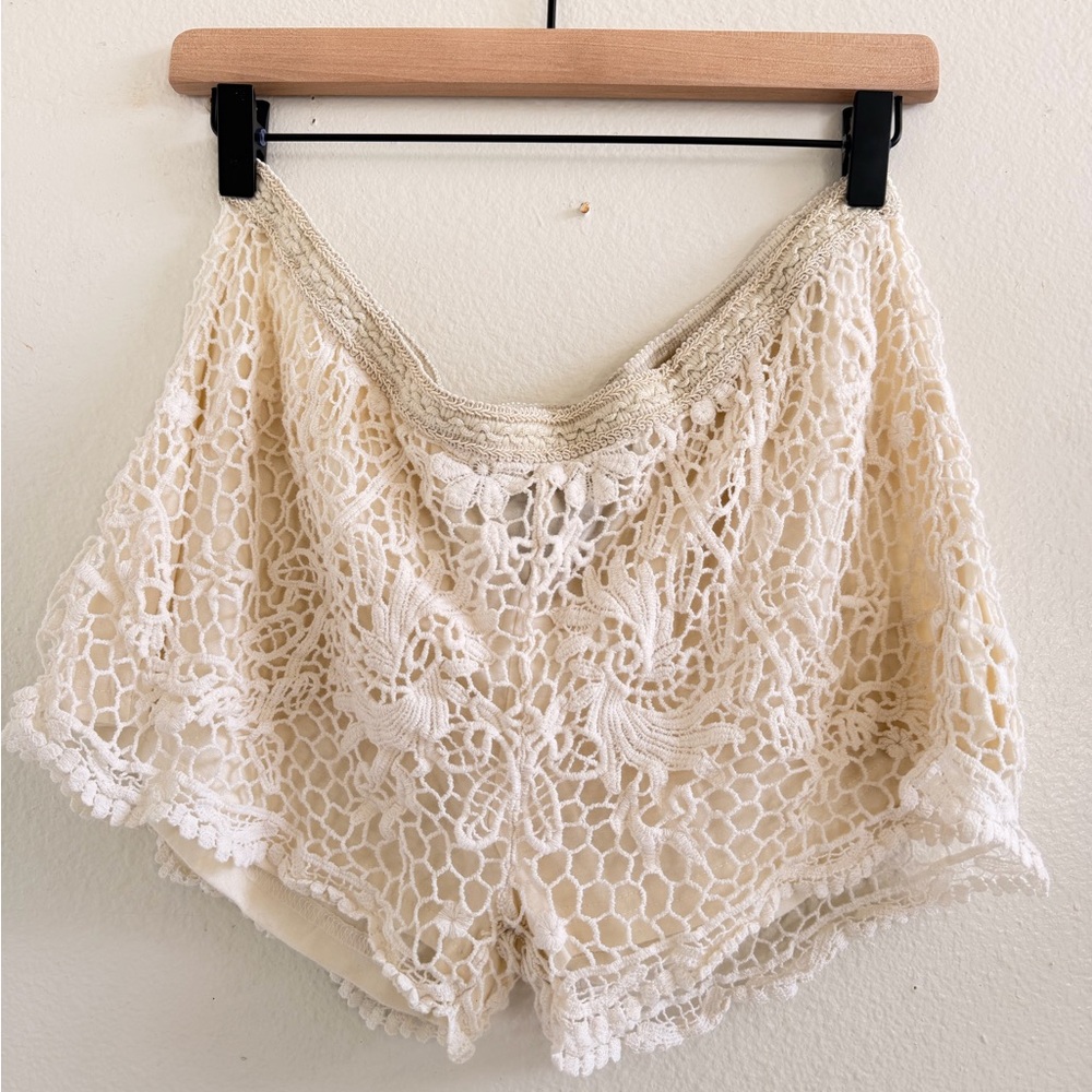 Urban Outfitters Cream Crochet Lace Shorts